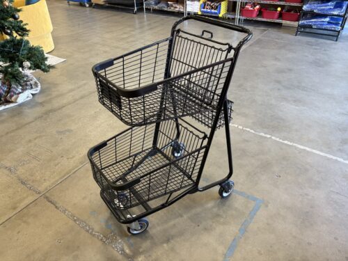 NEW! VERSACART Black 2 Tiered Shopping Cart with Purse Basket and Drink Holder