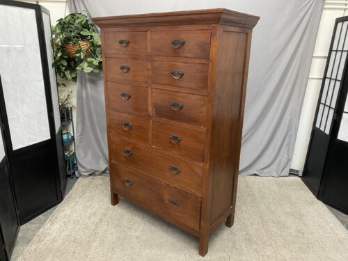 DAVID SMITH & CO. Vintage Rustic Handcrafted Solid Wood 10-Drawer Tall Dresser