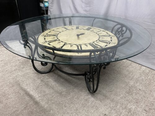 Metal & Glass Clock Coffee Table