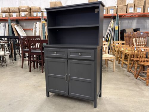 NEW! Charcoal Black Wooden Freestanding 2 Drawer Kitchen Pantry Cabinet (Southcenter Store)