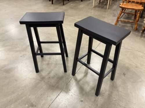 NEW! Charcoal Black Wooden Backless Saddle Bar Stools (Set of 2) (Southcenter Store)