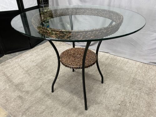 Tangled Rattan Round Glass Bistro Table