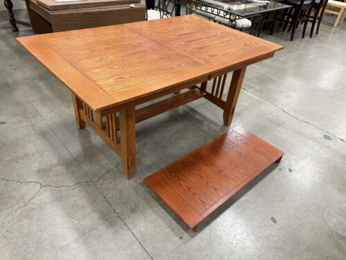 Auburn Finished Solid Wood Mission Style Dining Table with Extension Leaf