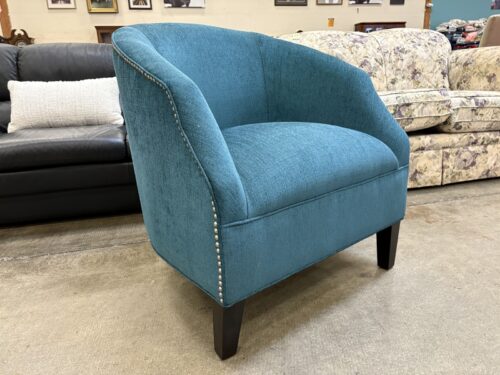 HANDY LIVING Teal Micro-Chenille Upholstered Club Chair with Nailhead Trim
