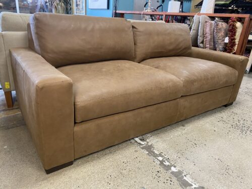 RESTORATION HARDWARE Maxwell 2-Cushion Italian Varenna Suede Sofa in Chestnut
