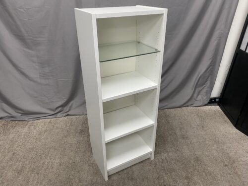 IKEA Billy White 4-Tier Bookcase w/ Glass Top Shelf