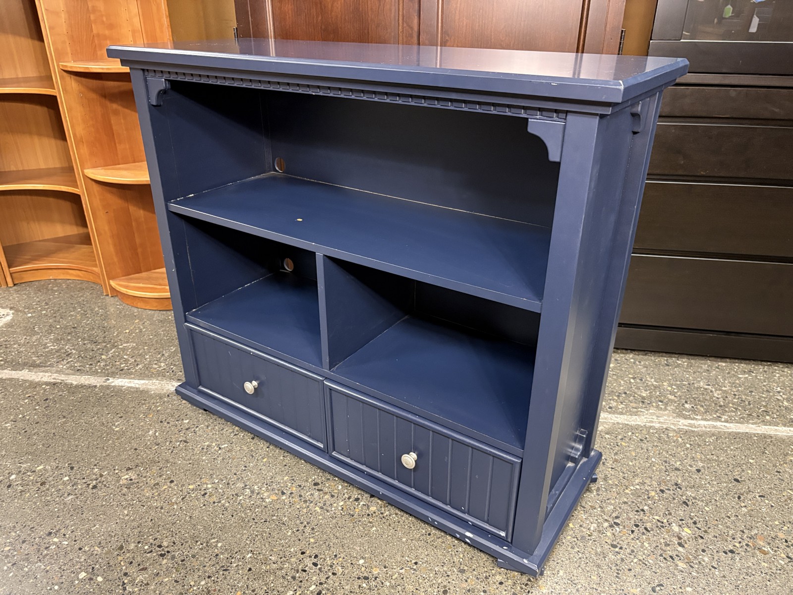 CAFEKID Navy Blue Farmhouse Cubby w/ 2 Drawers