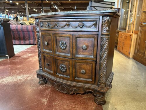 ASHLEY North Shore Ornate 3 Drawer Nightstand with Marble Top