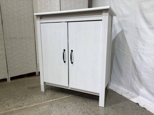 Rustic White Two Door Storage Cabinet