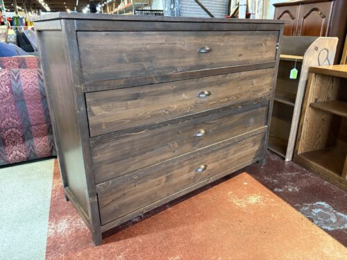 Wide Four Drawer Dresser in Rustic Brown