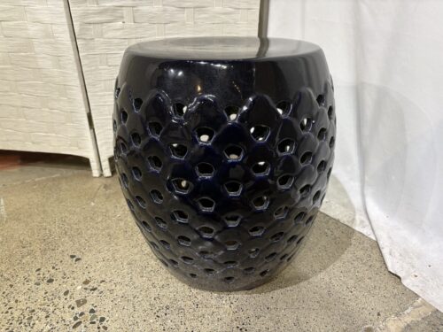 Deep Black Blue Glazed Porcelain Garden Stool
