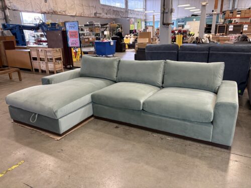 NEW! JOYBIRD Holt L-Shaped Square Arm Sofa in Royale Sage Stain-Resistant Velvet