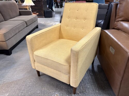 MCM Style Yellow Manual Reclining Tufted Armchair