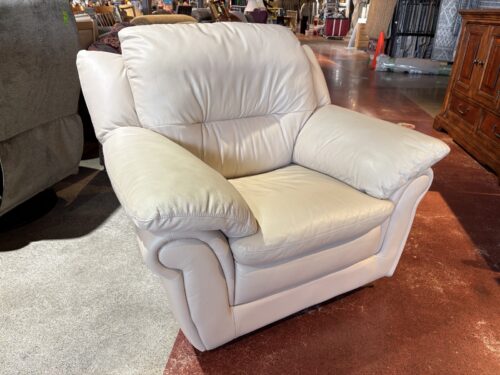 Off White Leather Full Accent Chair