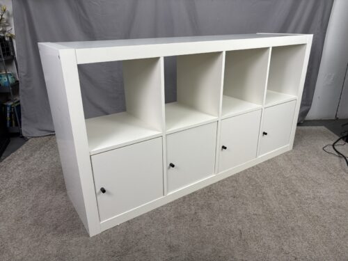 IKEA Kallax White 8 Cube Shelf w/ 4 Cabinet Inserts
