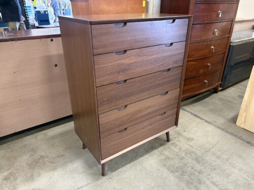 Mid-Century Modern 5-Drawer Tallboy Dresser in Walnut