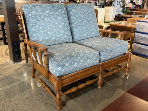 Charming Vintage Wood Frame Loveseat