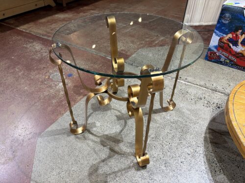 Hollywood Regency Glass & Brass Accent Table