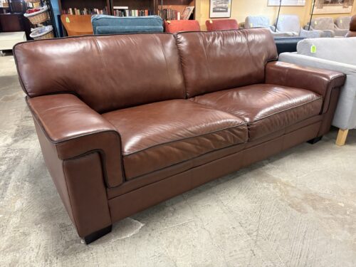 ABBYSON Reagan Brown Top Grain Leather Sofa