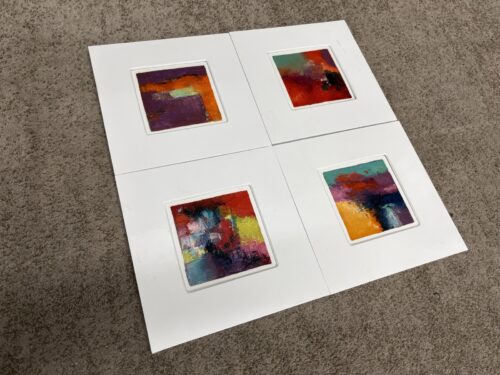 Original Abstract Oil on Mini Canvas Painting by Wawan MS (Set of 4)