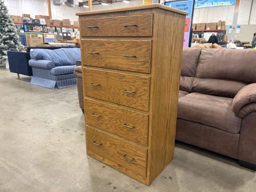 5-Drawer Solid Oak Tallboy Dresser