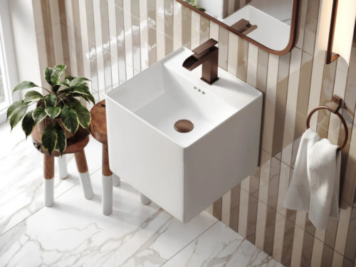 NEW! SWISS MADISON Pur 16.5 in. Square Wall Mount Bathroom Vessel Sink in Glossy White