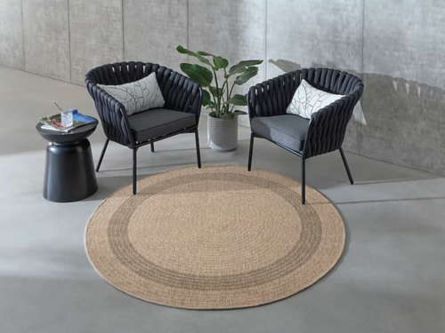 NEW! ORIGIN21 Round 5-ft Black/Tan Jute Area Rug