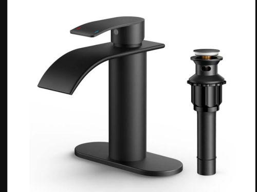 NEW! FORIOUS Watefall Bathroom Faucet - Black Model # WB-0305B