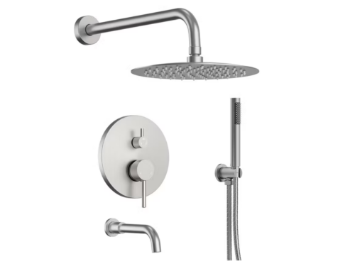 NEW! EVERSTEIN 10" Rain Head Luxury Shower System in Bushed Nickel Model # M6612NI-10BL